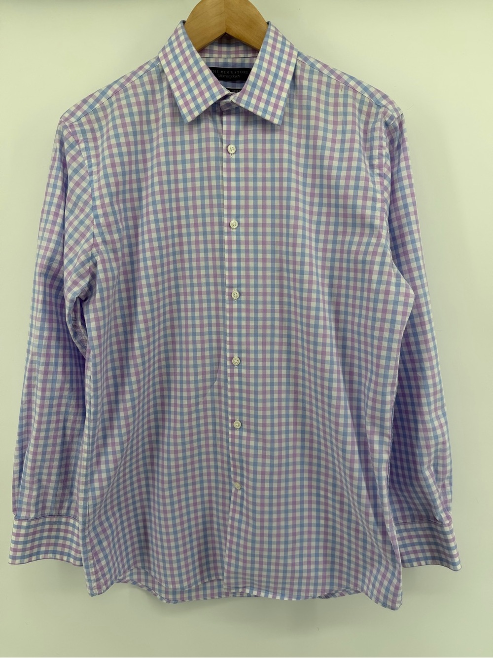 Bloomingdale's Lavenderu and Light Blue Gingham Dress Shirt